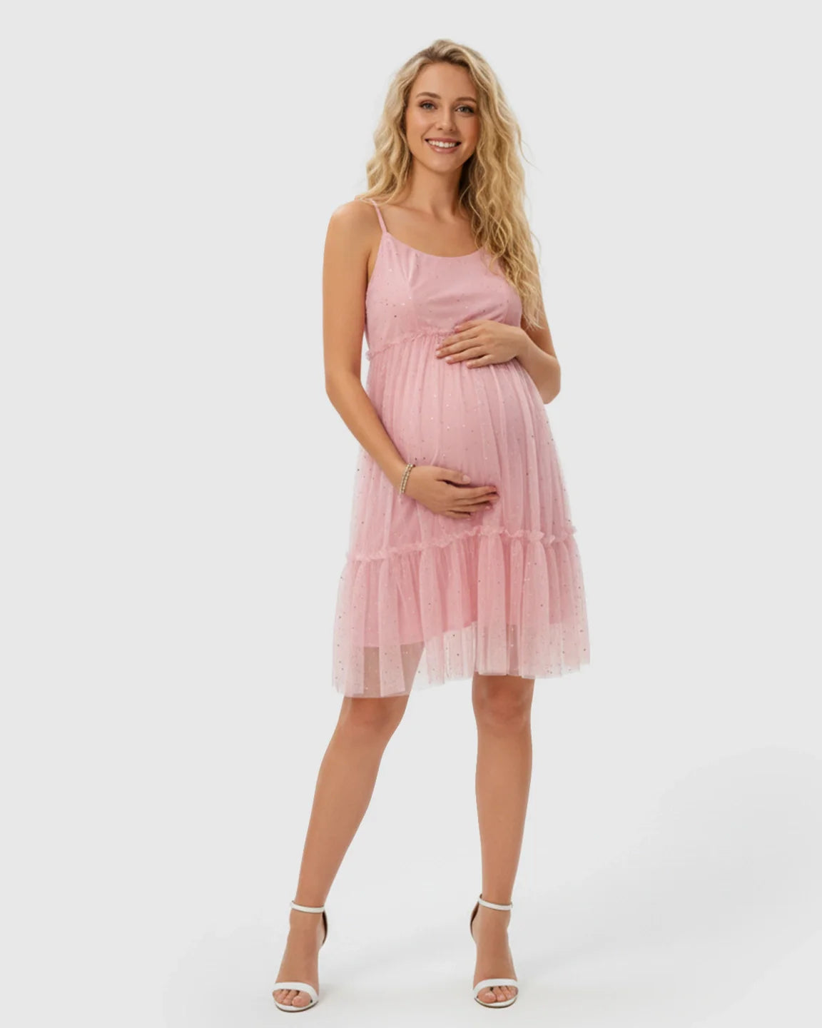 Bump Society – The Comfort Collection: Spaghetti Strap Tulle Cake Skirt Maternity Dress