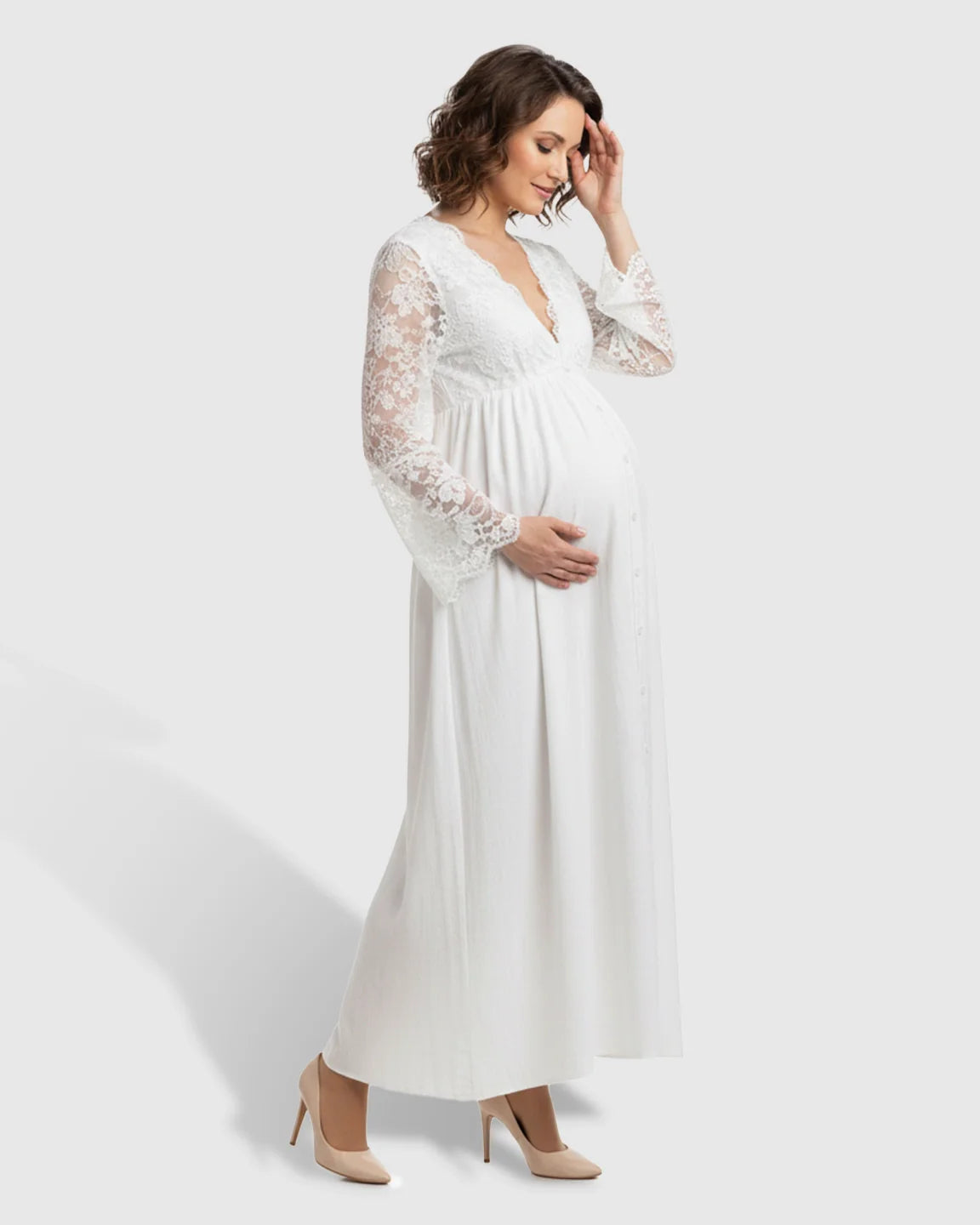 The Comfort Collection: Long-Sleeve Elegant Maternity Maxi Dress