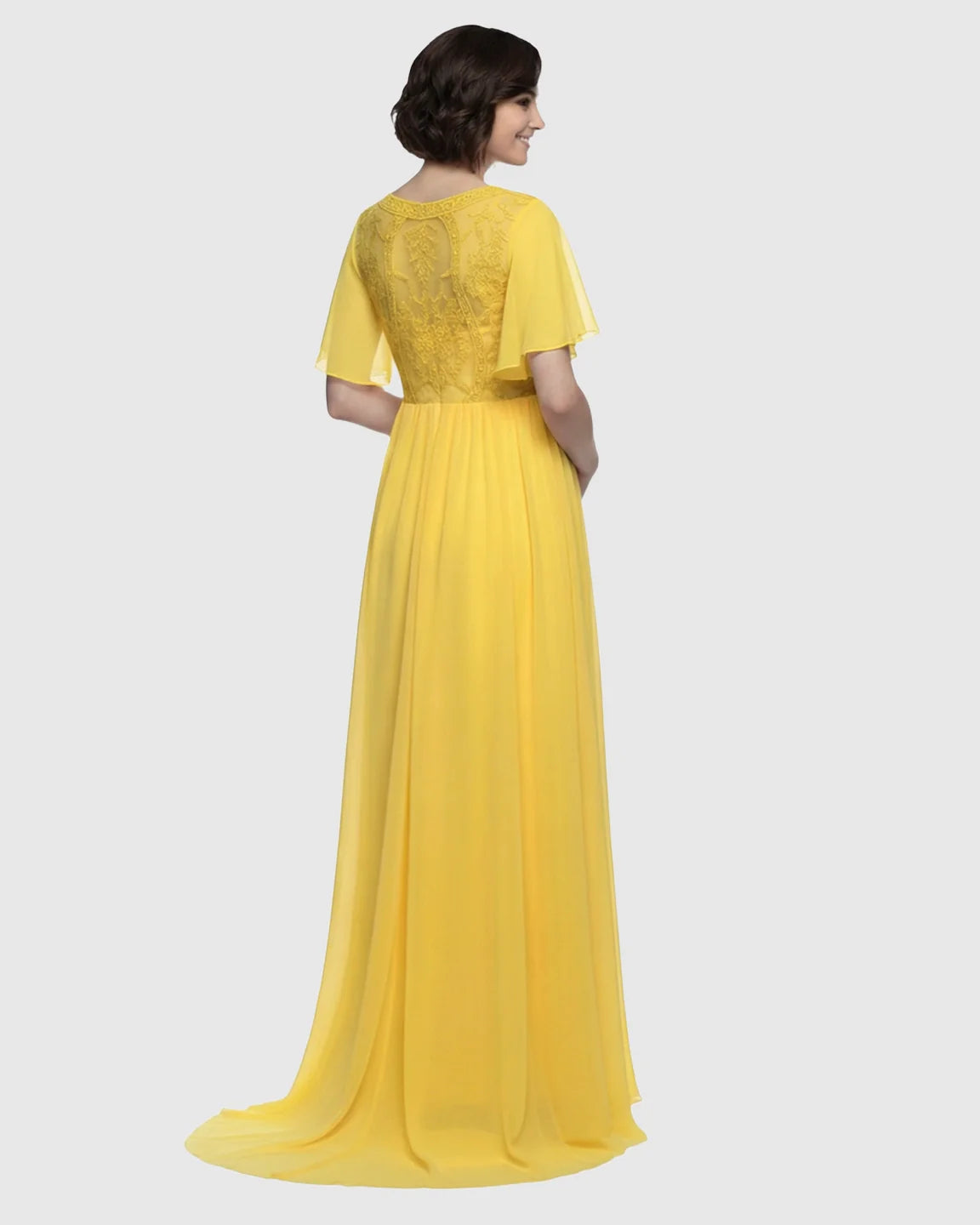 Bump Society – The Comfort Collection: Embroidered Bodice Long Train Maternity Photoshoot Gown