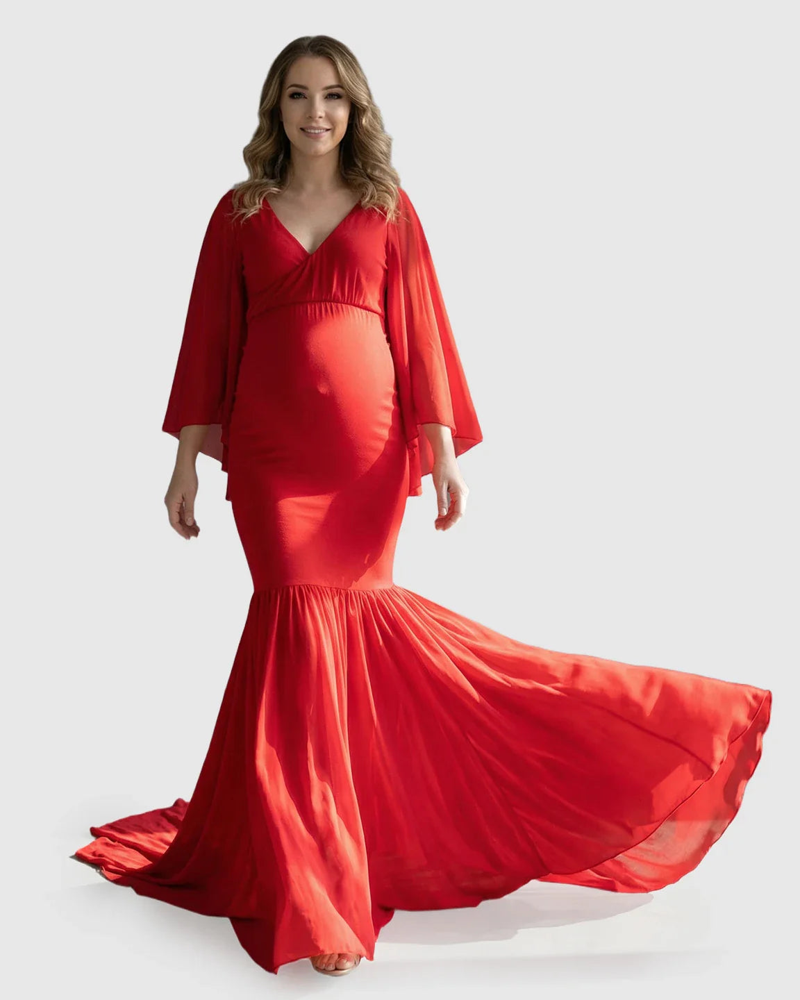 Bump Society – The Comfort Collection: Trailing Hem Elegant Maternity Photoshoot Gown