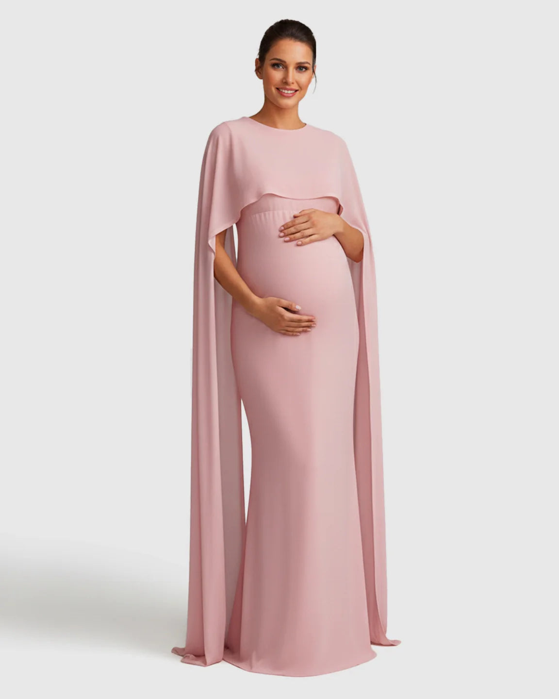 Bump Society – The Comfort Collection: Waterfall Sleeves Mermaid Fit Maternity Evening Gown