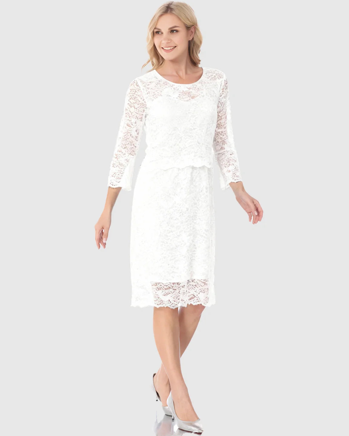 Bump Society – The Nursing Collection: Mid-length Lace Sleeves Maternity & Nursing Dress