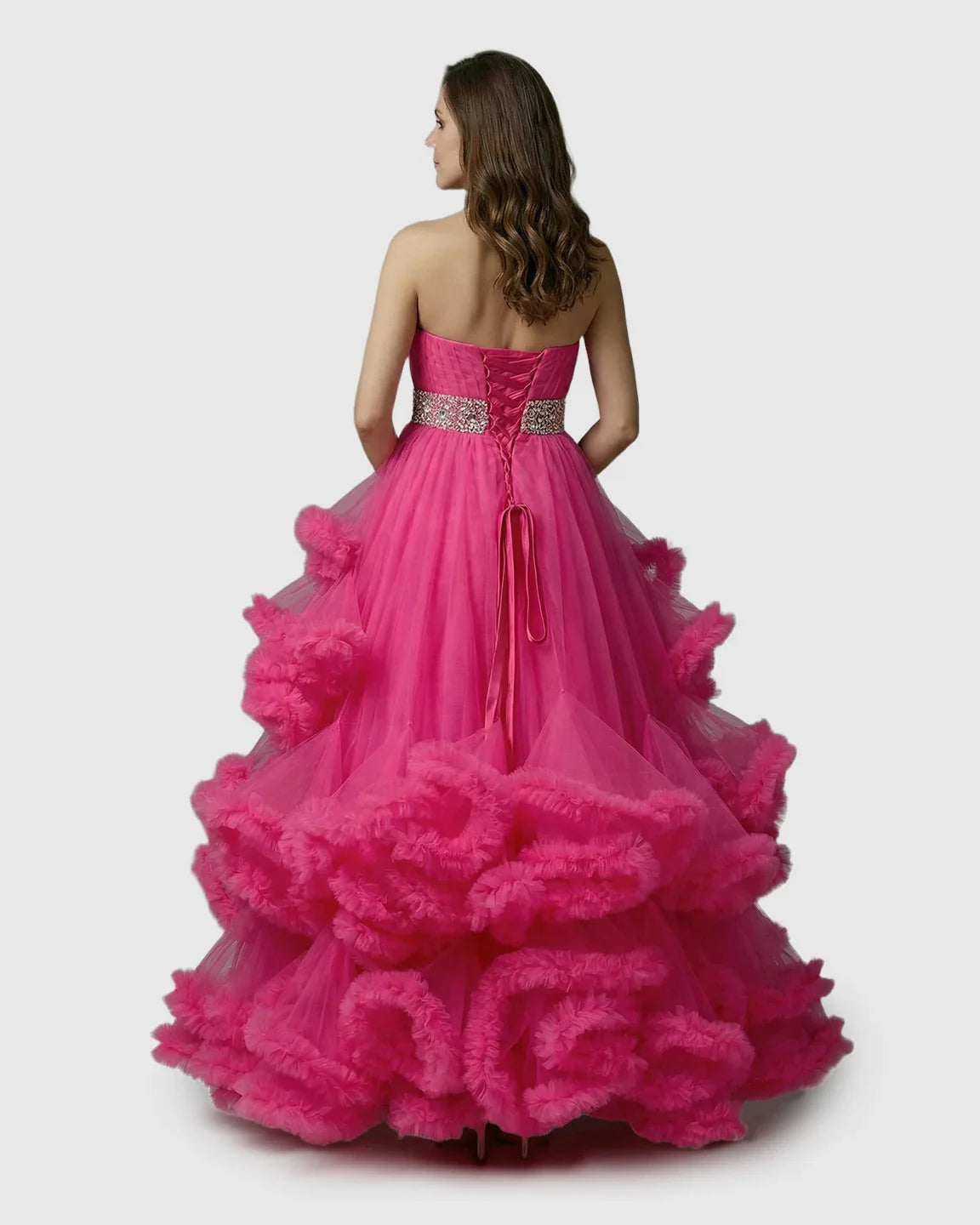 Bump Society – The Comfort Collection: Strapless Bodice Multi-Layered Ruffled Skirt Maternity Photoshoot Dress