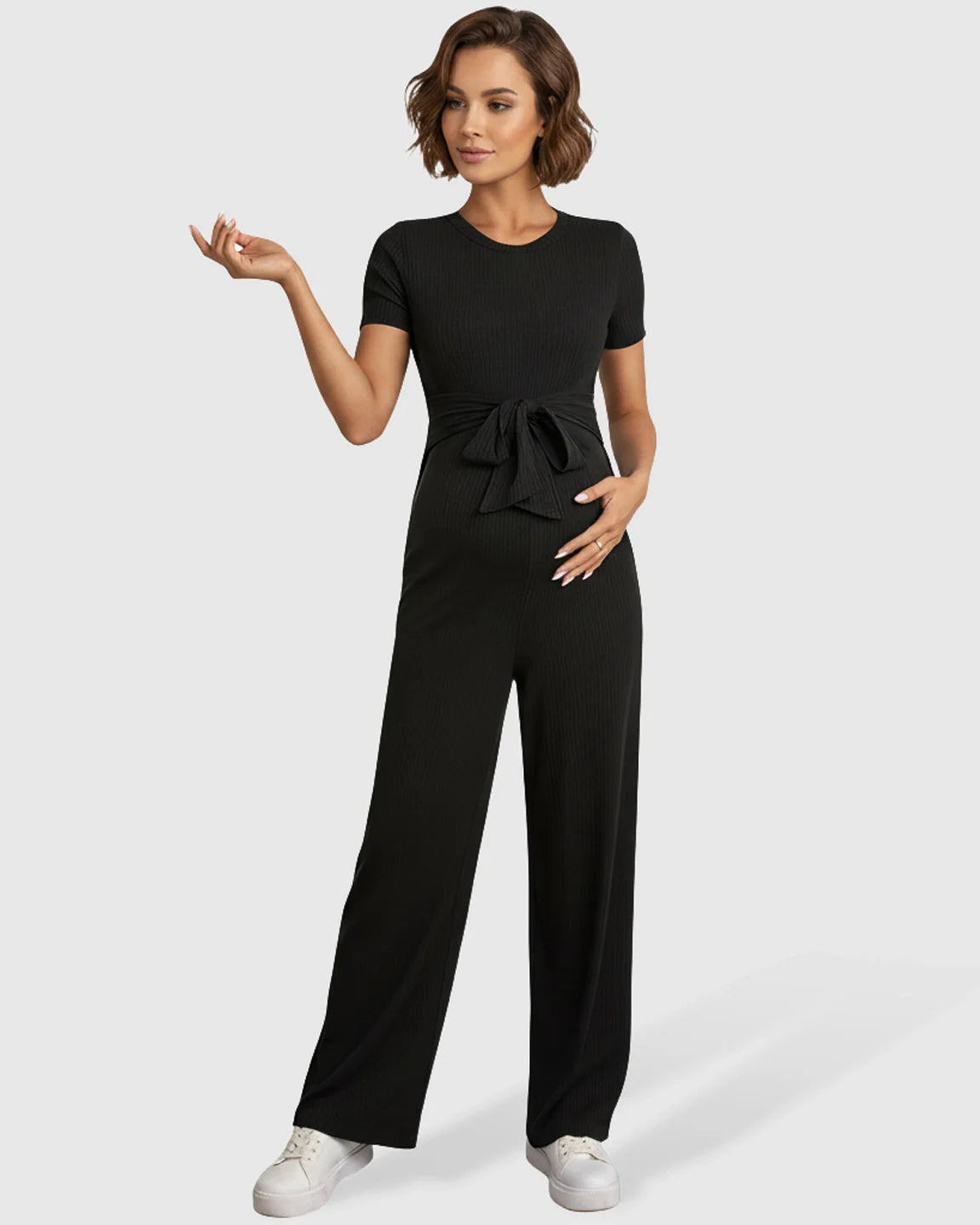 Bump Society – The Comfort Collection: Tie-Waist Sleek-Fit Maternity Jumpsuit