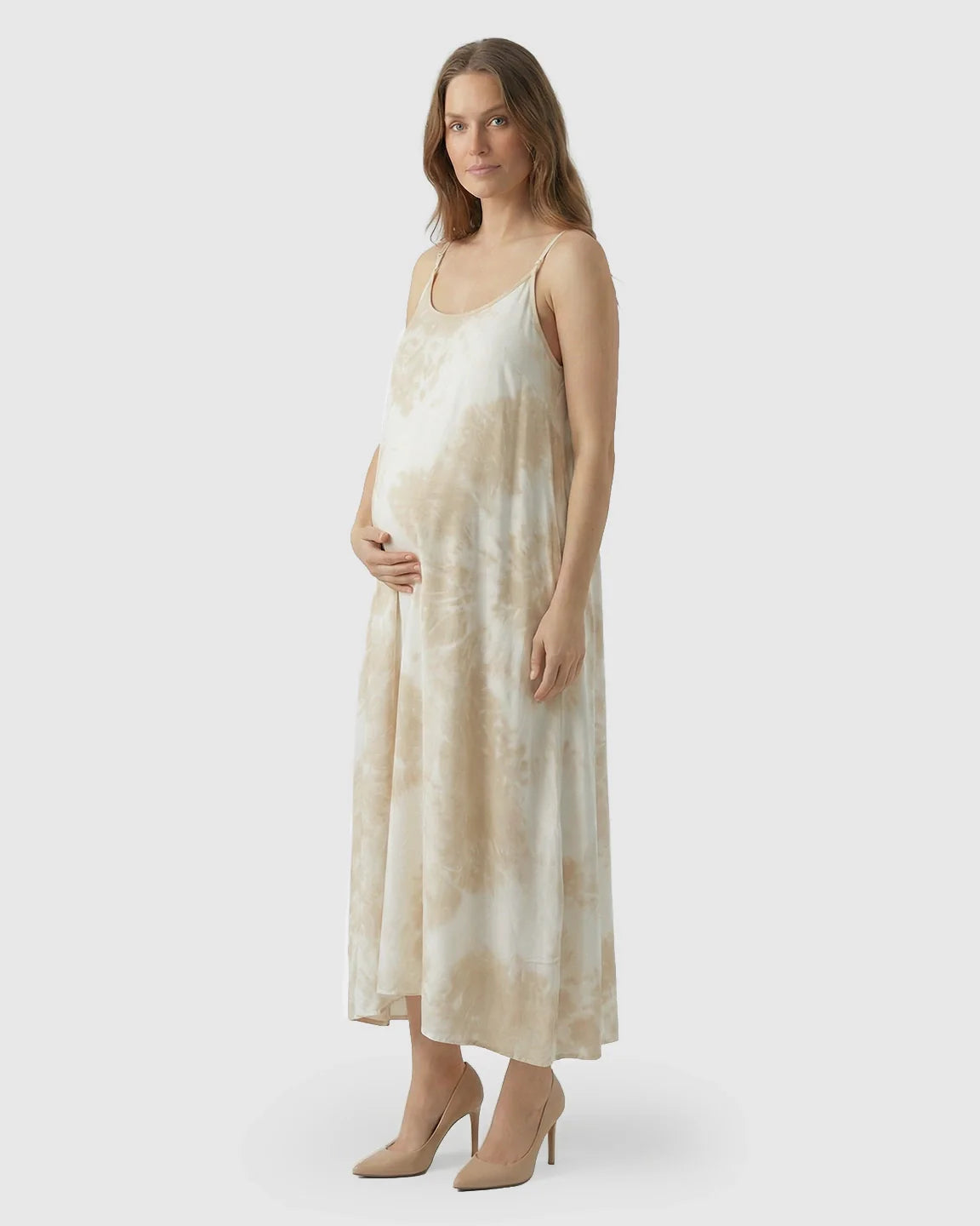 Bump Society – The Comfort Collection: Spaghetti Strap Tie-Dye Maternity Maxi Dress