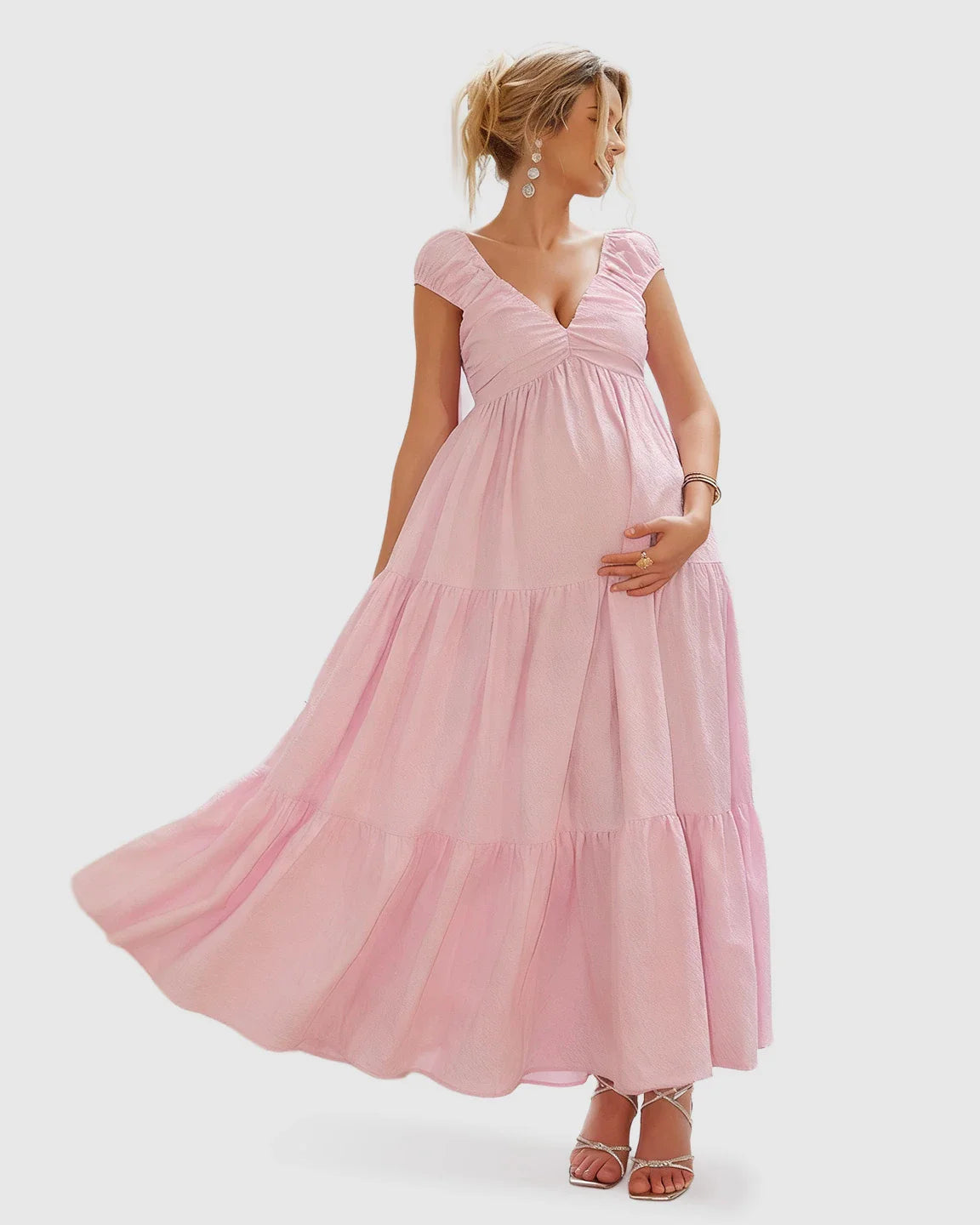 Bump Society – The Comfort Collection: Chiffon Tiered Maternity Maxi Dress