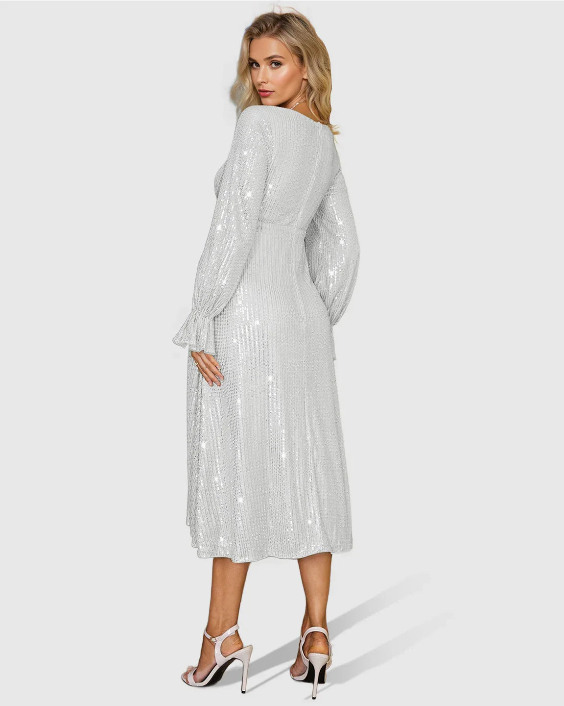 Bump Society – The Comfort Collection: Fully Sequined Empire-Waist Maternity Midi Dress