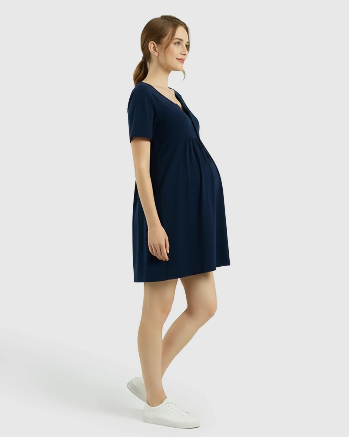 Bump Society – The Comfort Collection: Relaxed-Fit A-Line Maternity Mini Dress