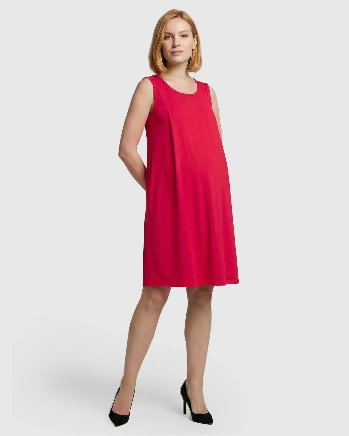 Bump Society – The Nursing Collection: Discreet Nursing Opening Casual Maternity Midi Dress