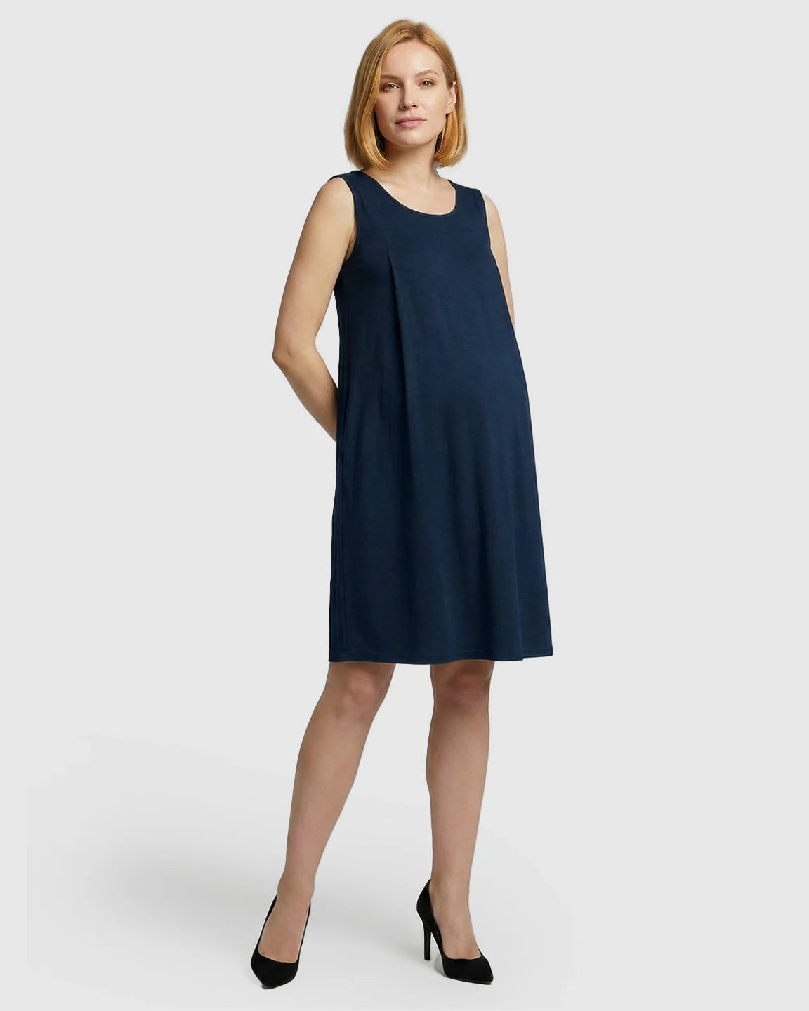 Bump Society – The Nursing Collection: Discreet Nursing Opening Casual Maternity Midi Dress