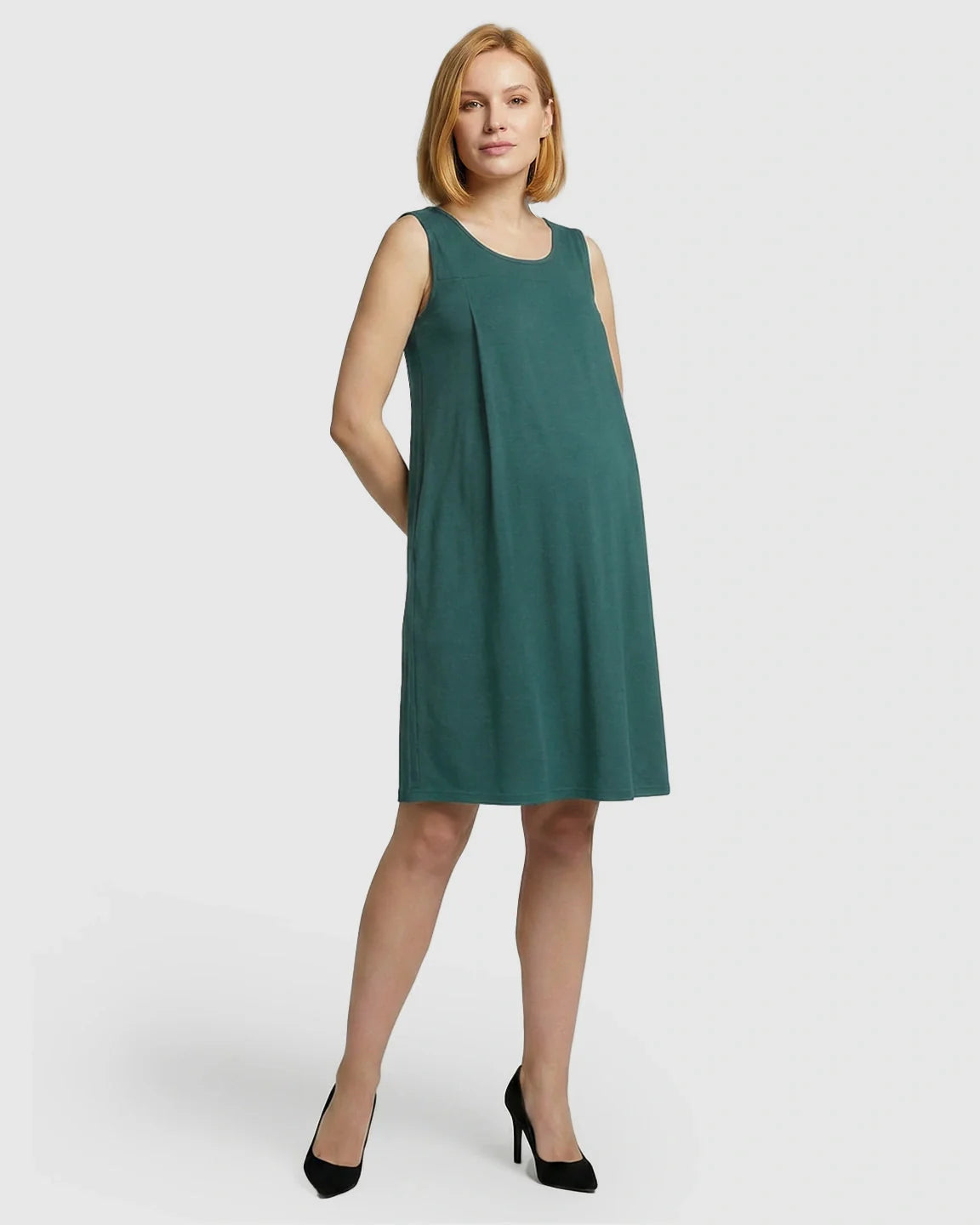 Bump Society – The Nursing Collection: Discreet Nursing Opening Casual Maternity Midi Dress