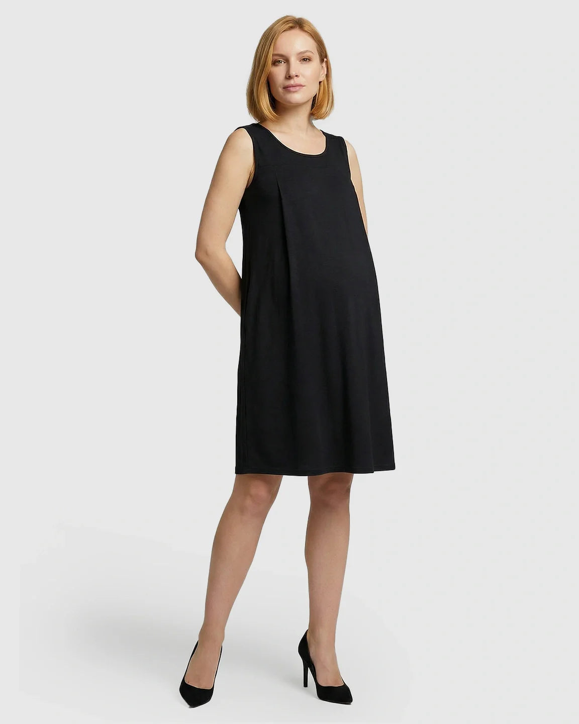 Bump Society – The Nursing Collection: Discreet Nursing Opening Casual Maternity Midi Dress