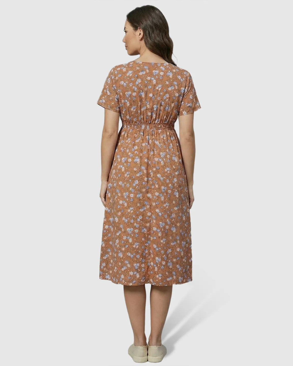 Bump Society – The Comfort Collection: Stretch-Waist A-Line Maternity Midi Dress