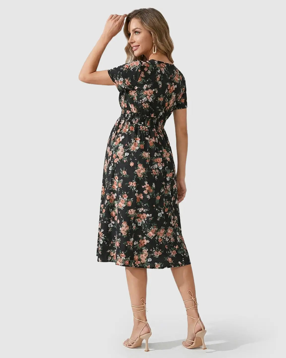 Bump Society – The Comfort Collection: Stretch-Waist A-Line Maternity Midi Dress