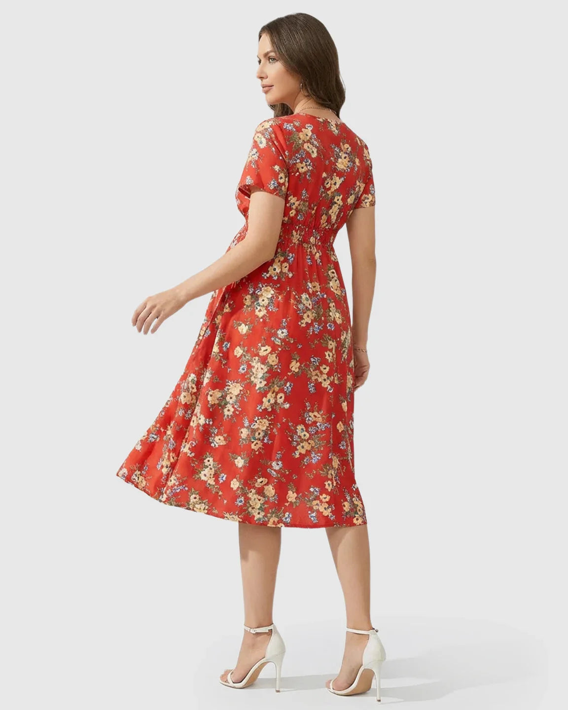 Bump Society – The Comfort Collection: Stretch-Waist A-Line Maternity Midi Dress