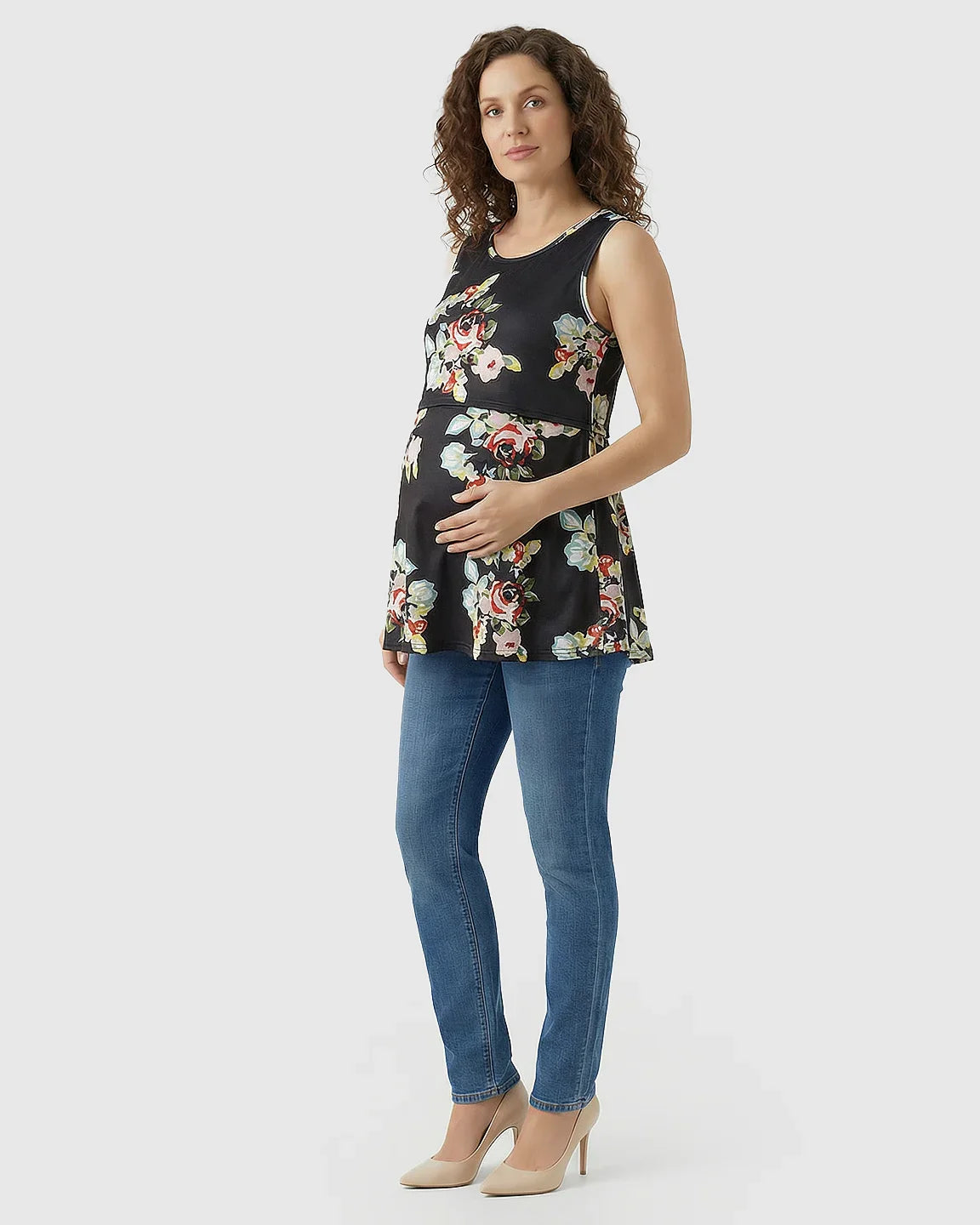 Bump Society – The Nursing Collection: Easy-Nursing Floral Maternity Top