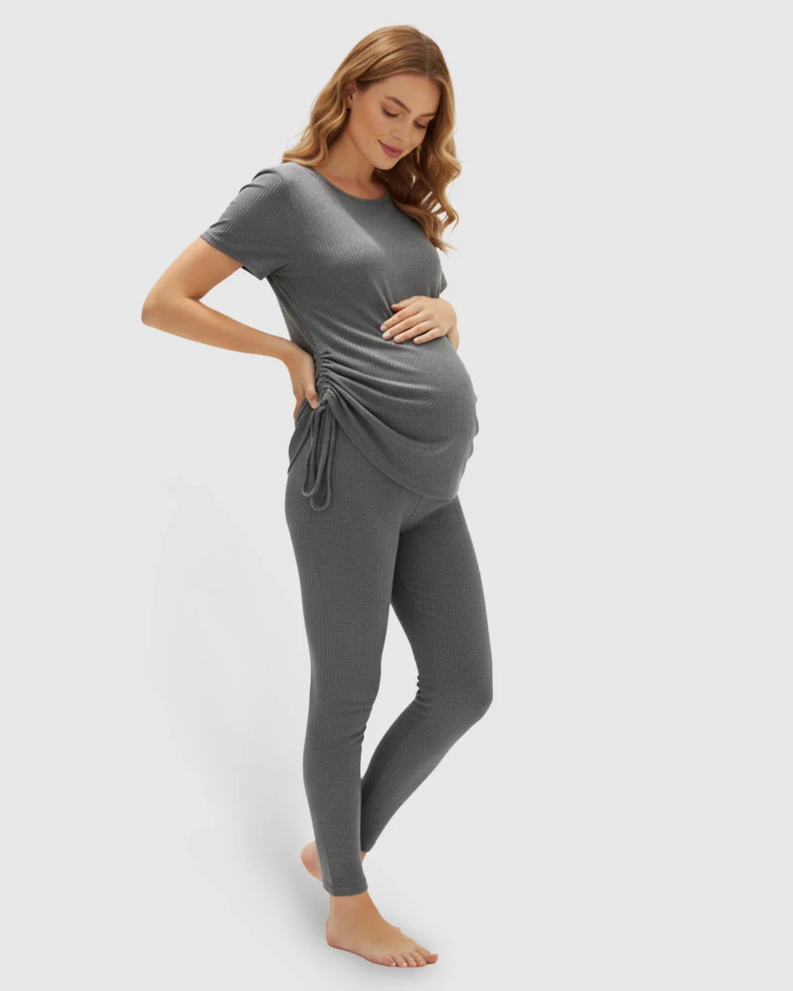 Bump Society – The Comfort Collection: Side Drawstring-Detail Sport Maternity Lounge Set