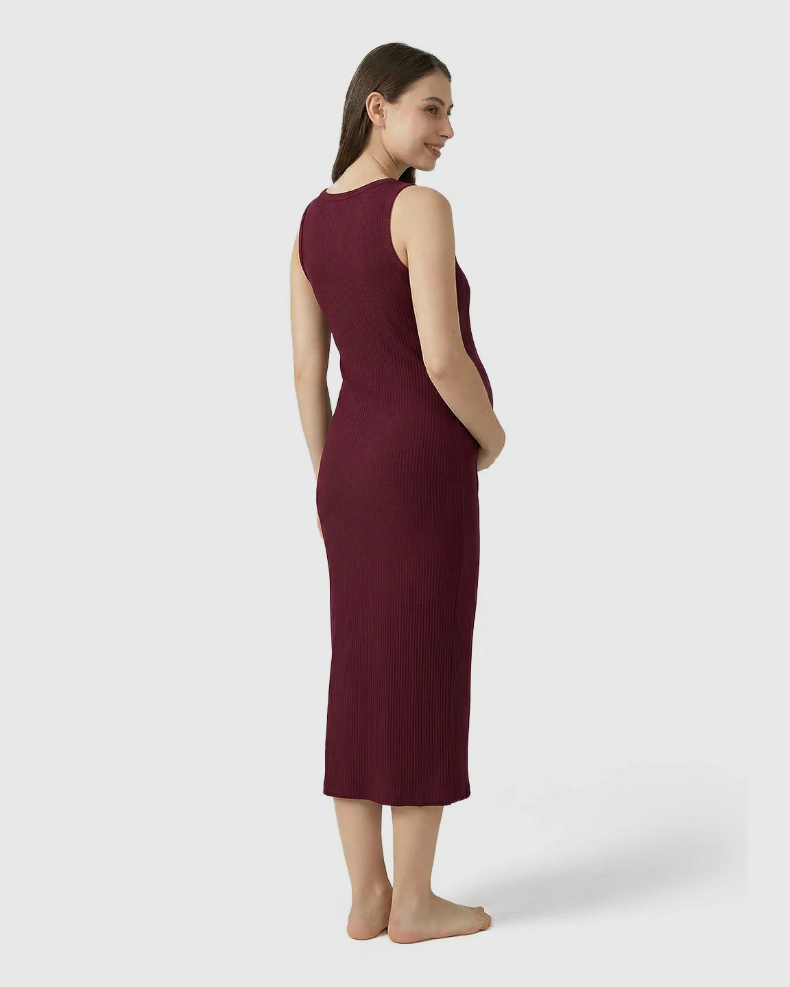 Bump Society – The Comfort Collection: Ribbed Knit Tank Style Maternity Midi Dress