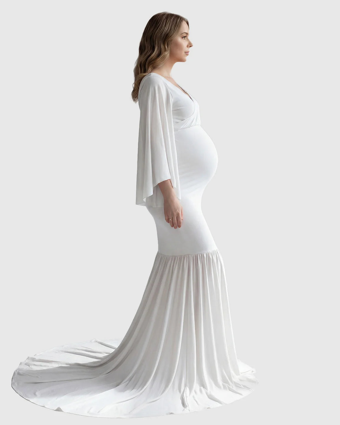 Bump Society – The Comfort Collection: Trailing Hem Elegant Maternity Photoshoot Gown