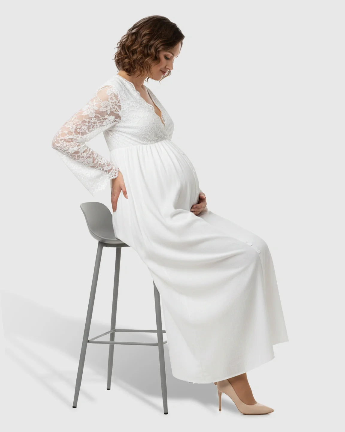 The Comfort Collection: Long-Sleeve Elegant Maternity Maxi Dress