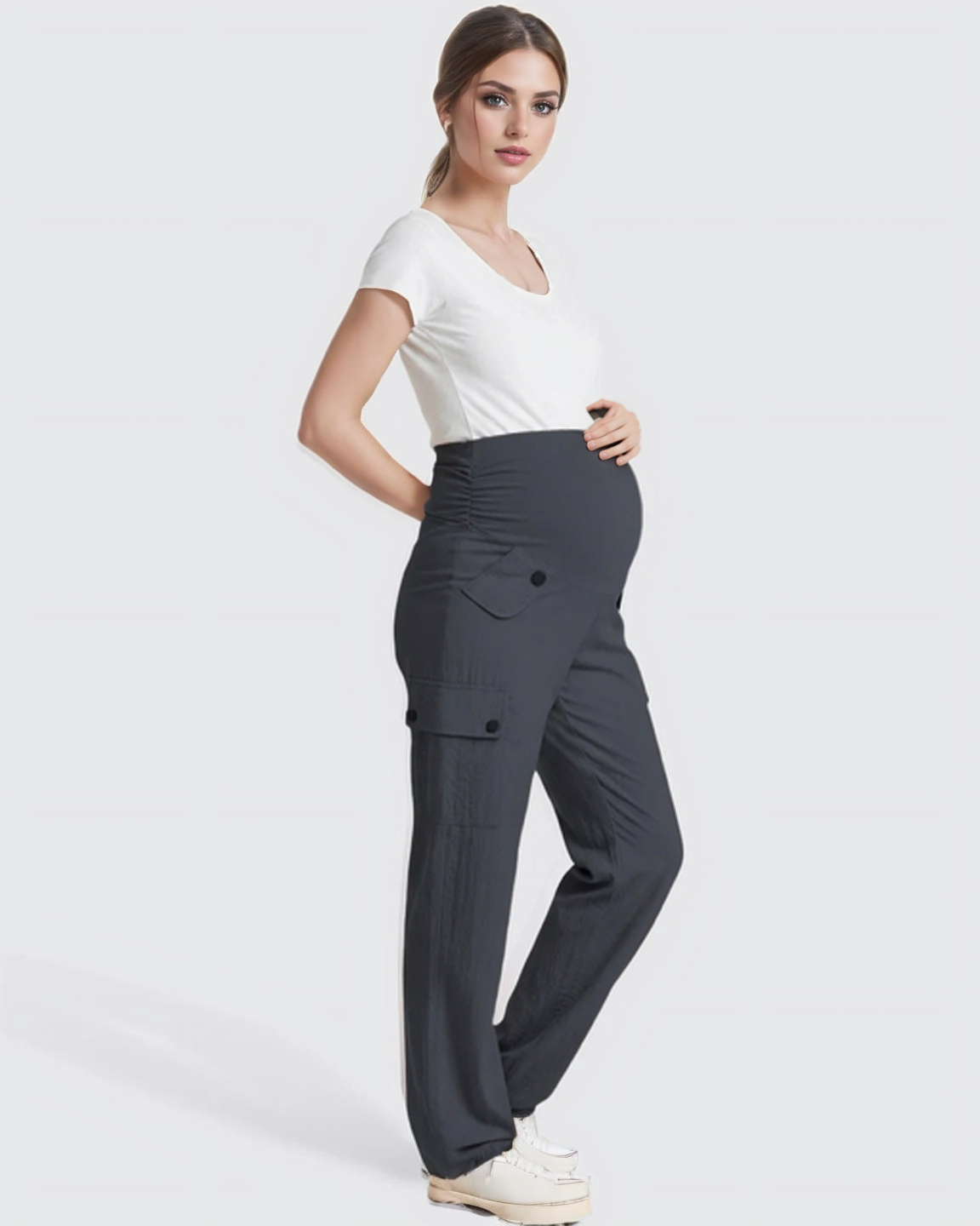 Bump Society – The Comfort Collection: Cooling Wide-Leg Cargo Maternity Pants