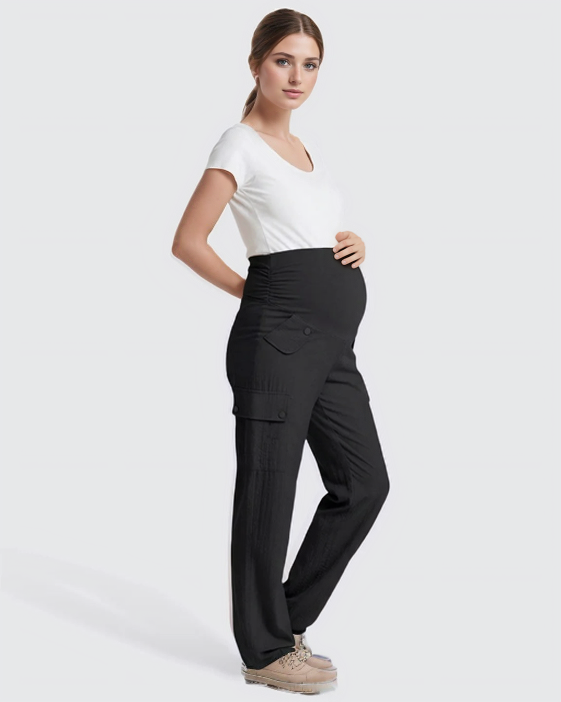 Bump Society – The Comfort Collection: Cooling Wide-Leg Cargo Maternity Pants