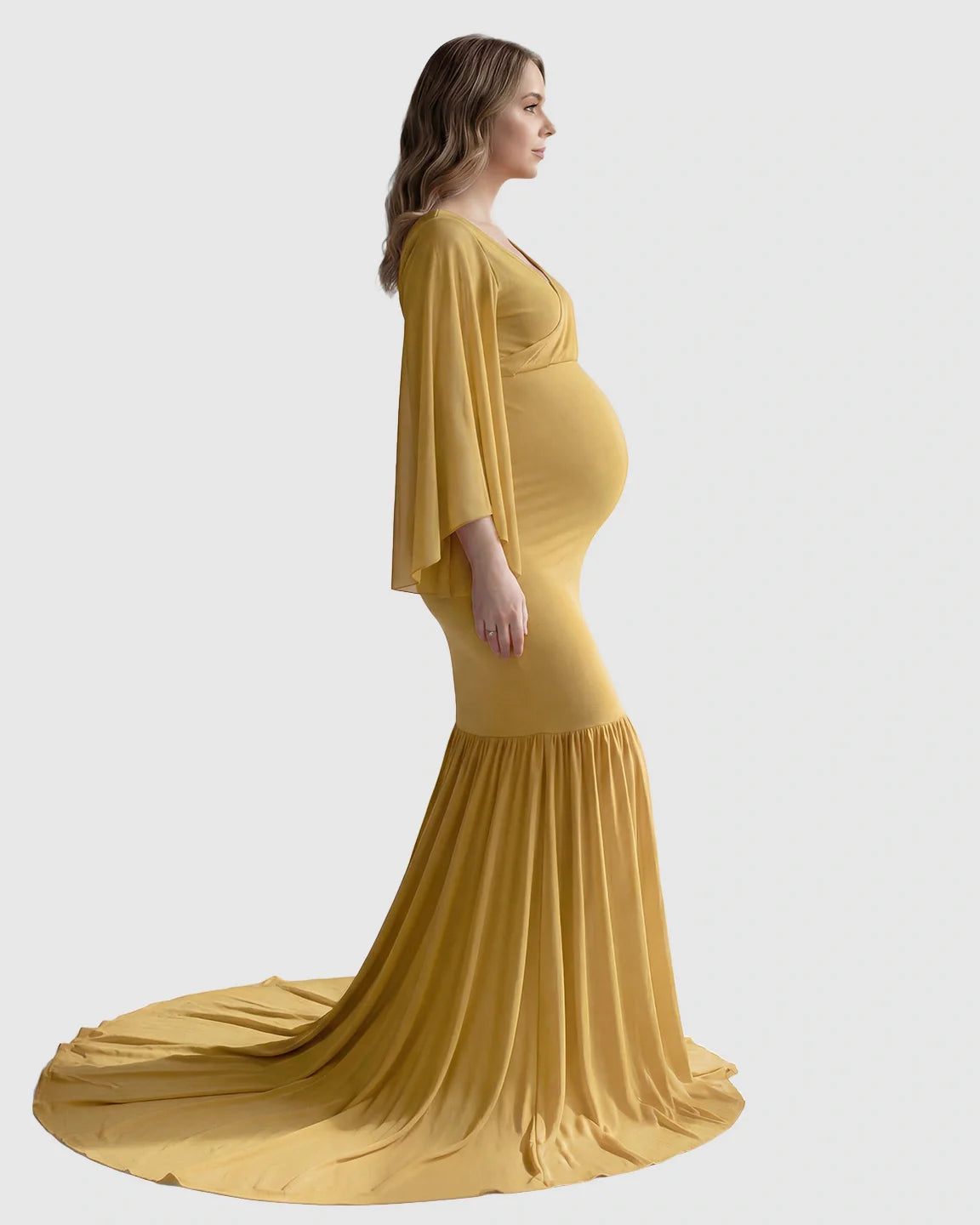 Bump Society – The Comfort Collection: Trailing Hem Elegant Maternity Photoshoot Gown