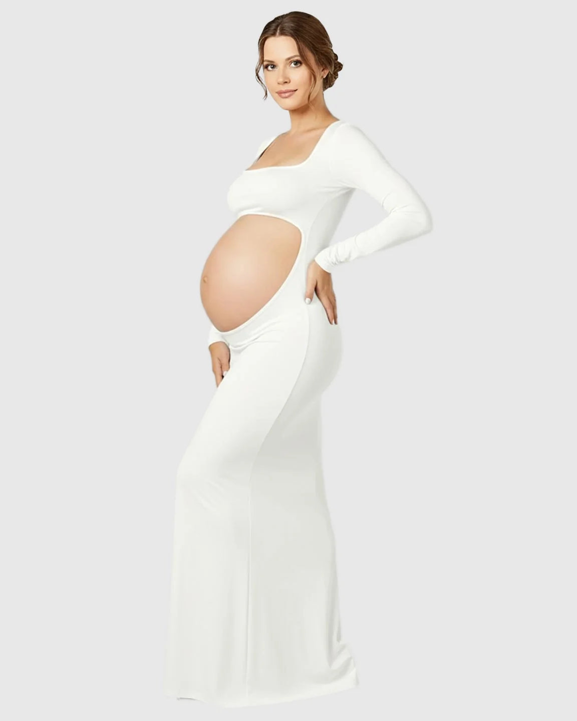 Bump Society – The Comfort Collection: Square Neck Cut Out Maternity Photoshoot Gown