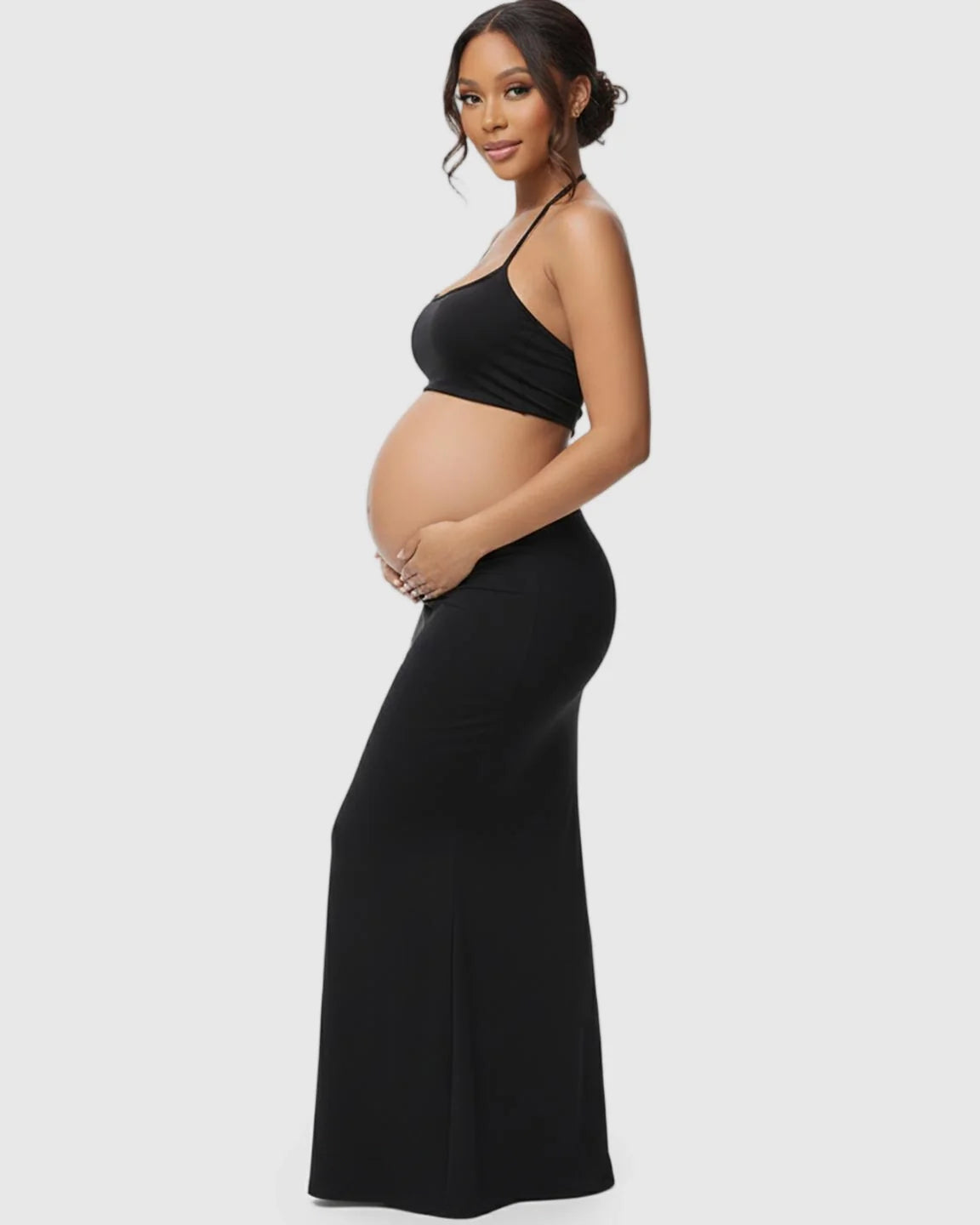 Bump Society – The Comfort Collection: Butt-Lifting Halter Neck Bodycon Maternity Photoshoot Gown