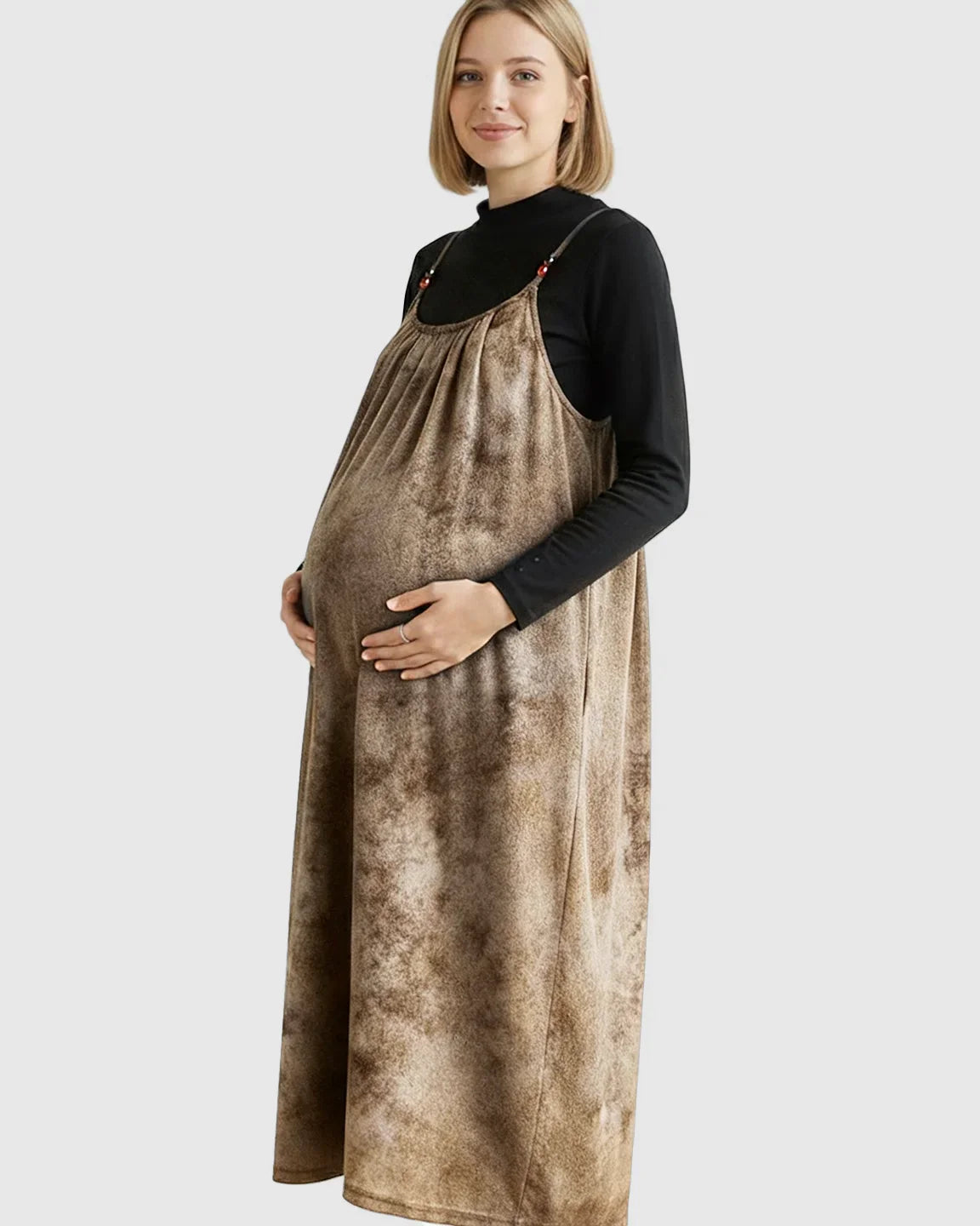 Bump Society – The Comfort Collection: Adjustable Strap Vintage-Style Maternity Suspender Midi Dress