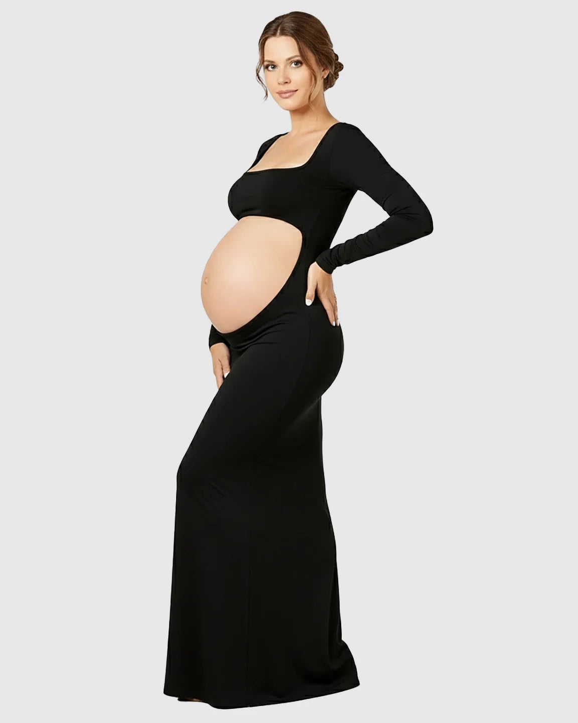 Bump Society – The Comfort Collection: Square Neck Cut Out Maternity Photoshoot Gown