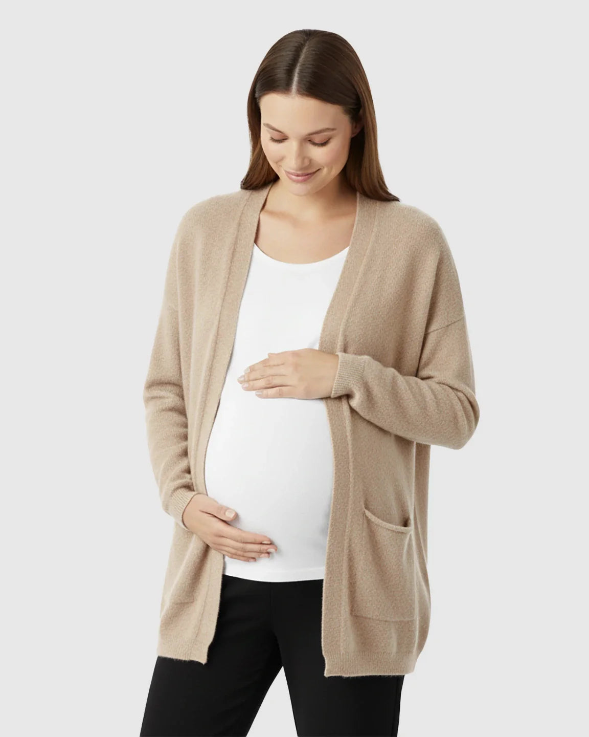 Bump Society – The Comfort Collection: Cozy Wool Blend Long Knit Maternity Cardigan
