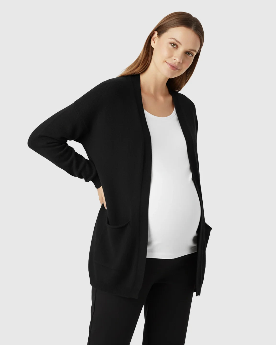Bump Society – The Comfort Collection: Cozy Wool Blend Long Knit Maternity Cardigan