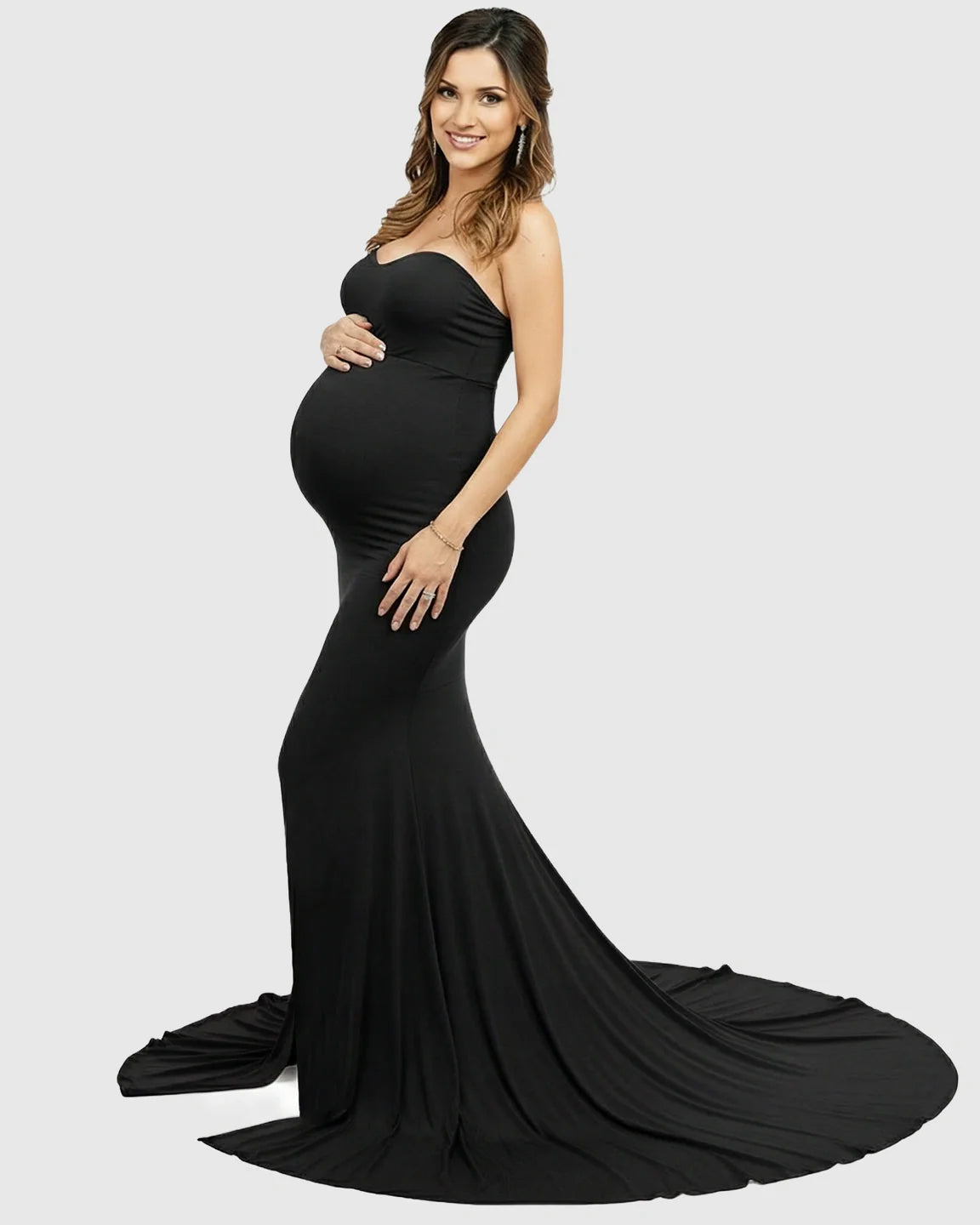 Bump Society – The Comfort Collection: Strapless Sweetheart Neckline Trumpet Silhouette Maternity Gown