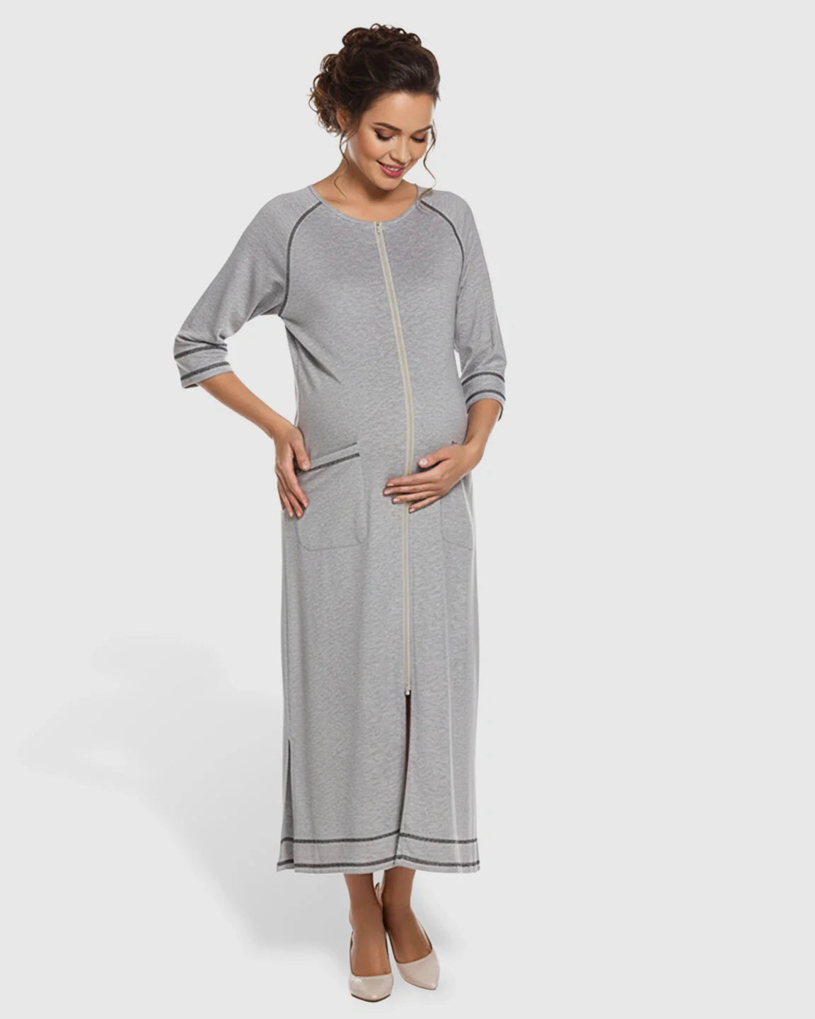 Bump Society – The Nursing Collection: Front Zipper Loose Fit Maternity Nursing Dress