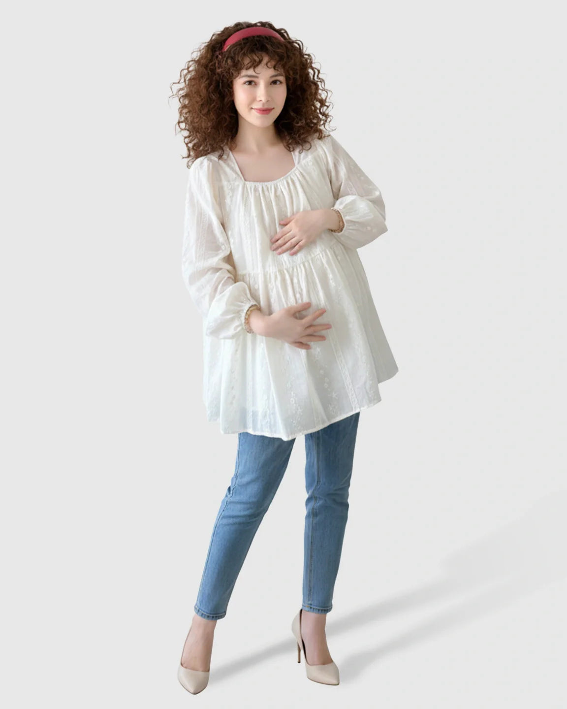 Bump Society – The Comfort Collection: Embroidered Texture Korean Style Maternity Tunic Top