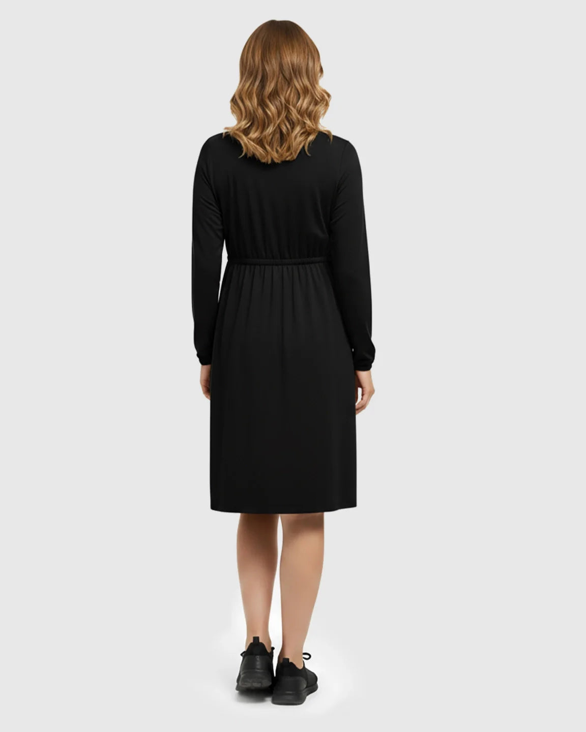 Bump Society – The Comfort Collection: Button-Front Drawstring Waist Maternity Dress