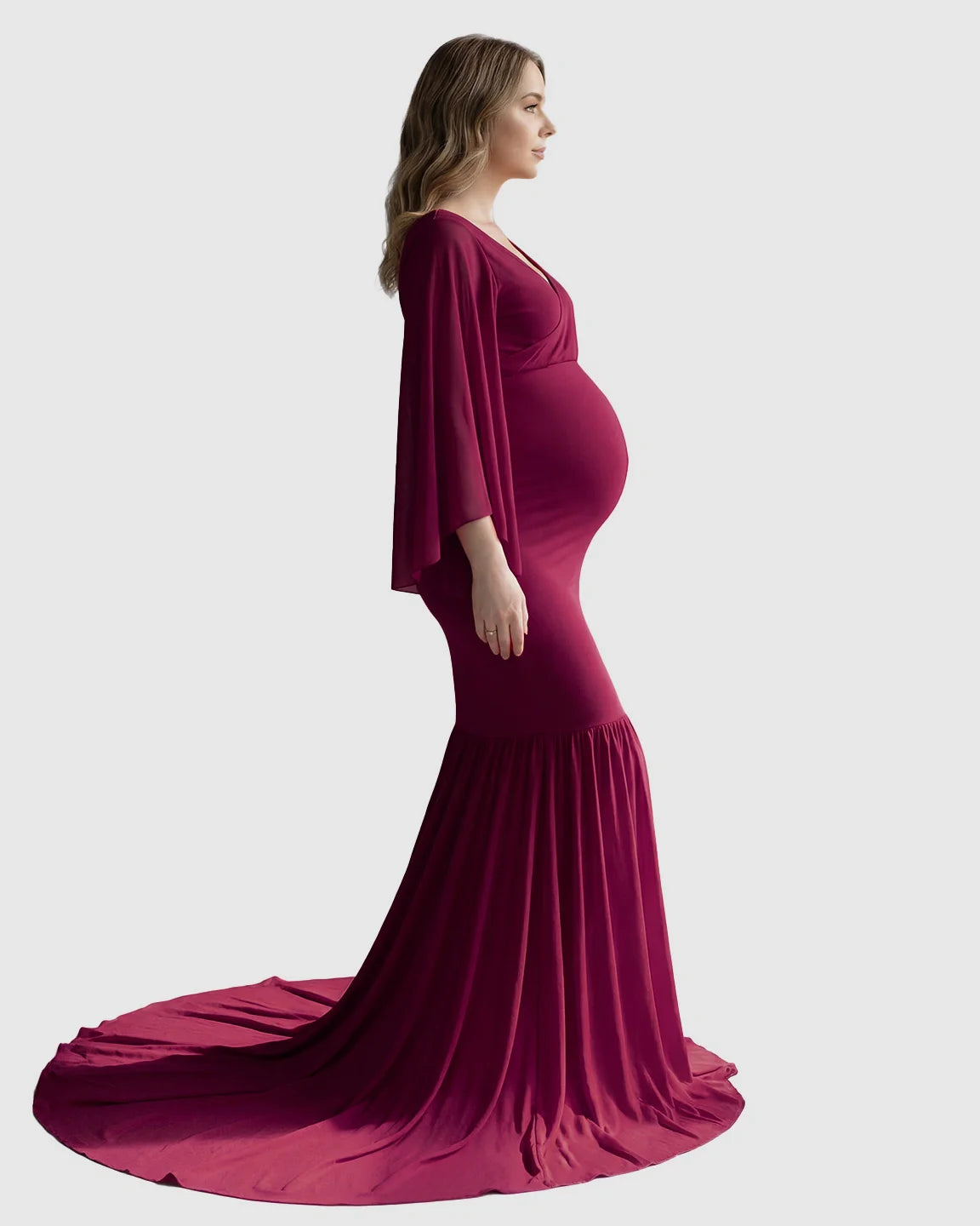 Bump Society – The Comfort Collection: Trailing Hem Elegant Maternity Photoshoot Gown