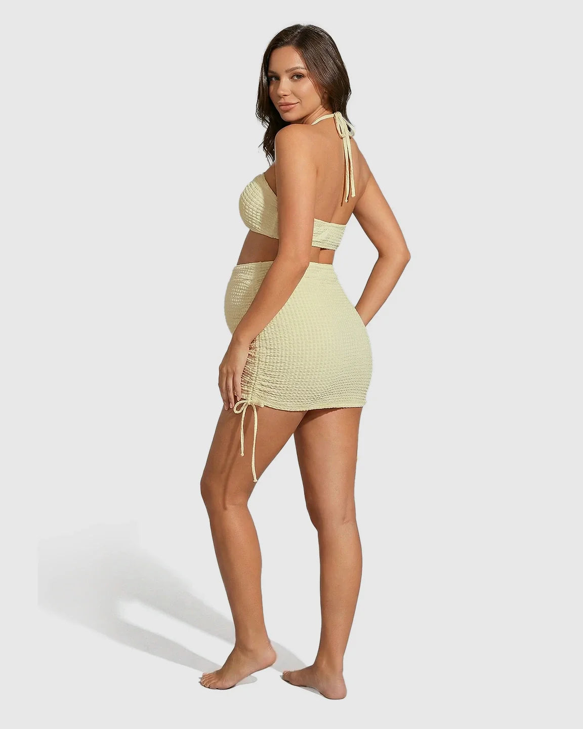 Bump Society – The Comfort Collection: Crisscross Halter Bikini-Style Maternity Swimsuit Set