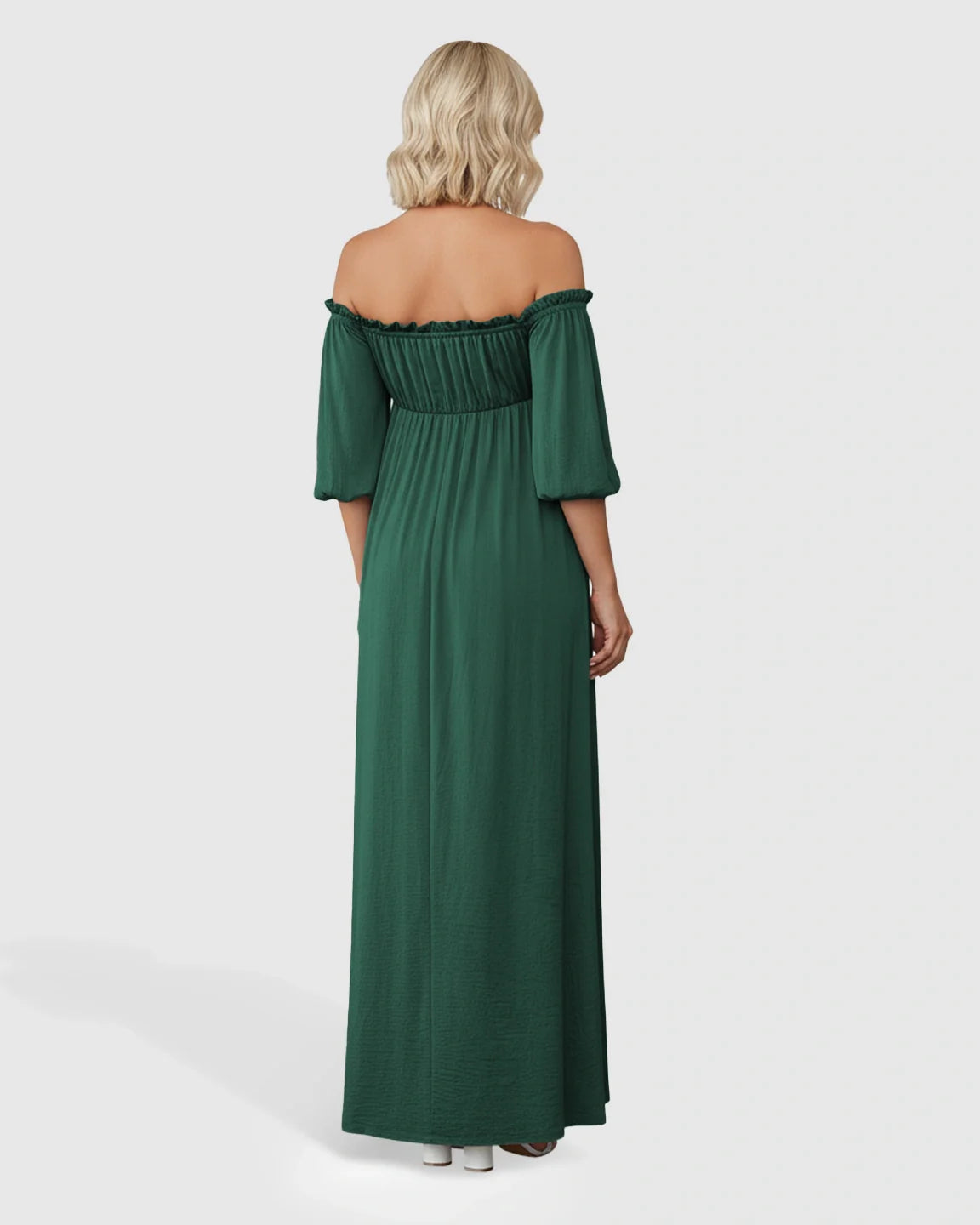 Bump Society – The Comfort Collection: Off-Shoulder Elegant Maternity Maxi Dress