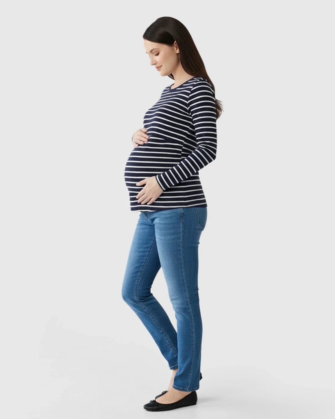 Bump Society – The Nursing Collection: Pull-Up Nursing Striped Maternity Top