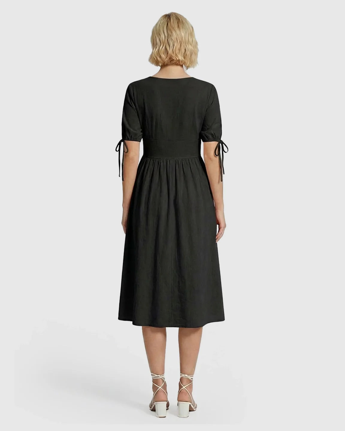 Bump Society – The Comfort Collection: Tie Sleeve A-Line Maternity Midi Dress