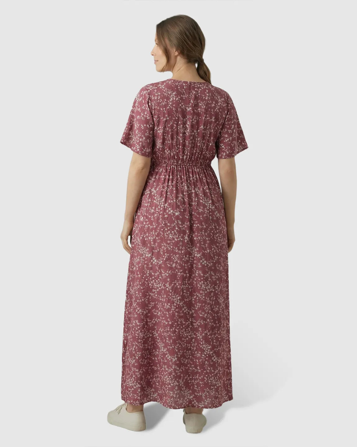 Bump Society – The Comfort Collection: Waist-Cinching Bohemian Maternity Maxi Dress