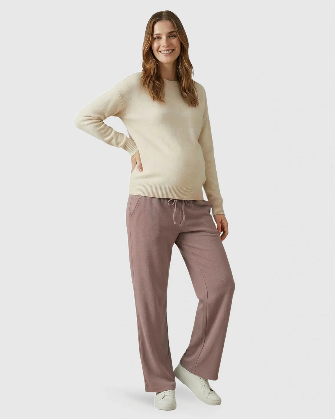 Bump Society – The Comfort Collection: Waffle Knit Wide-Leg Maternity Pants