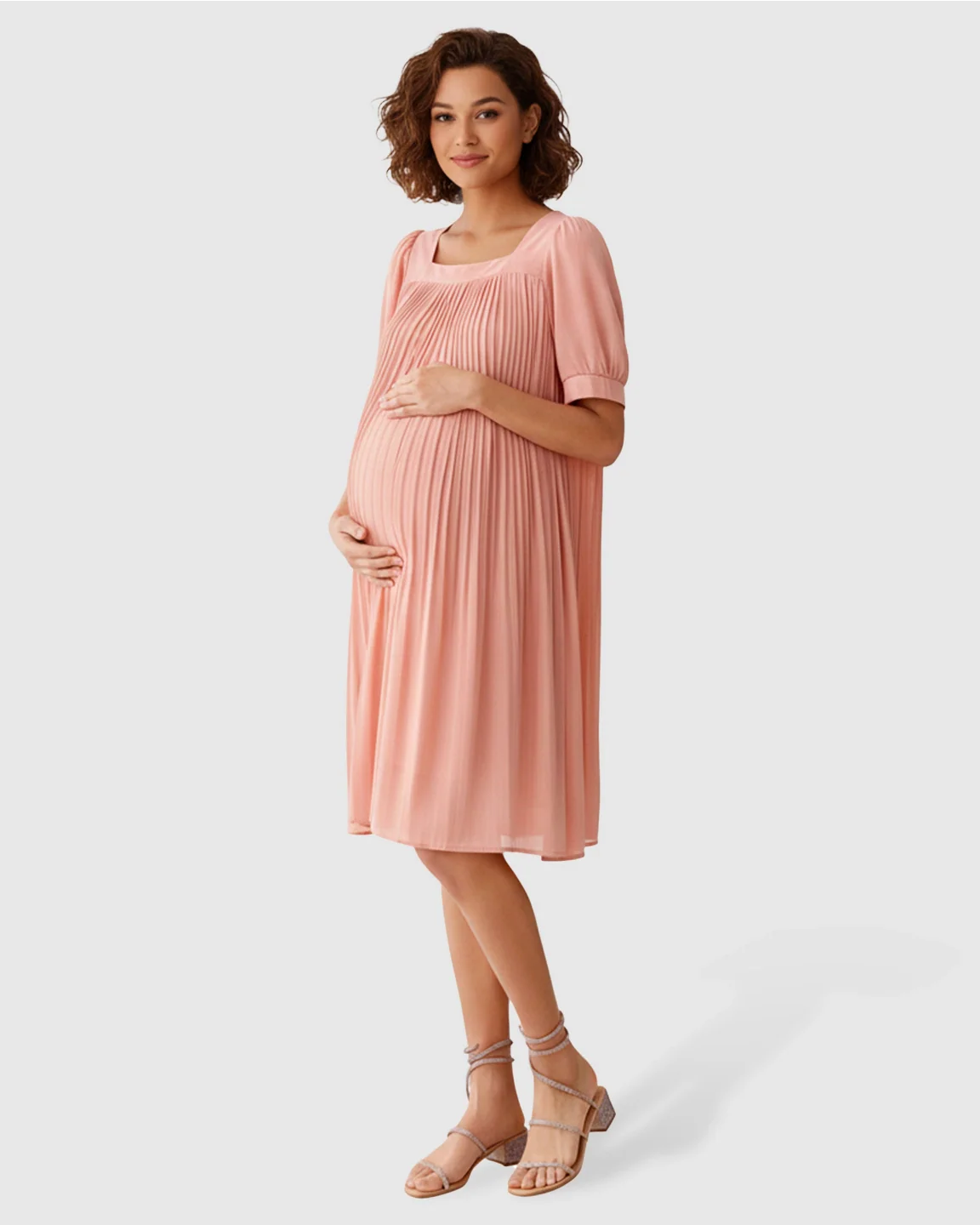 Bump Society – The Comfort Collection: Pleated Flowy Style Maternity Short Dress