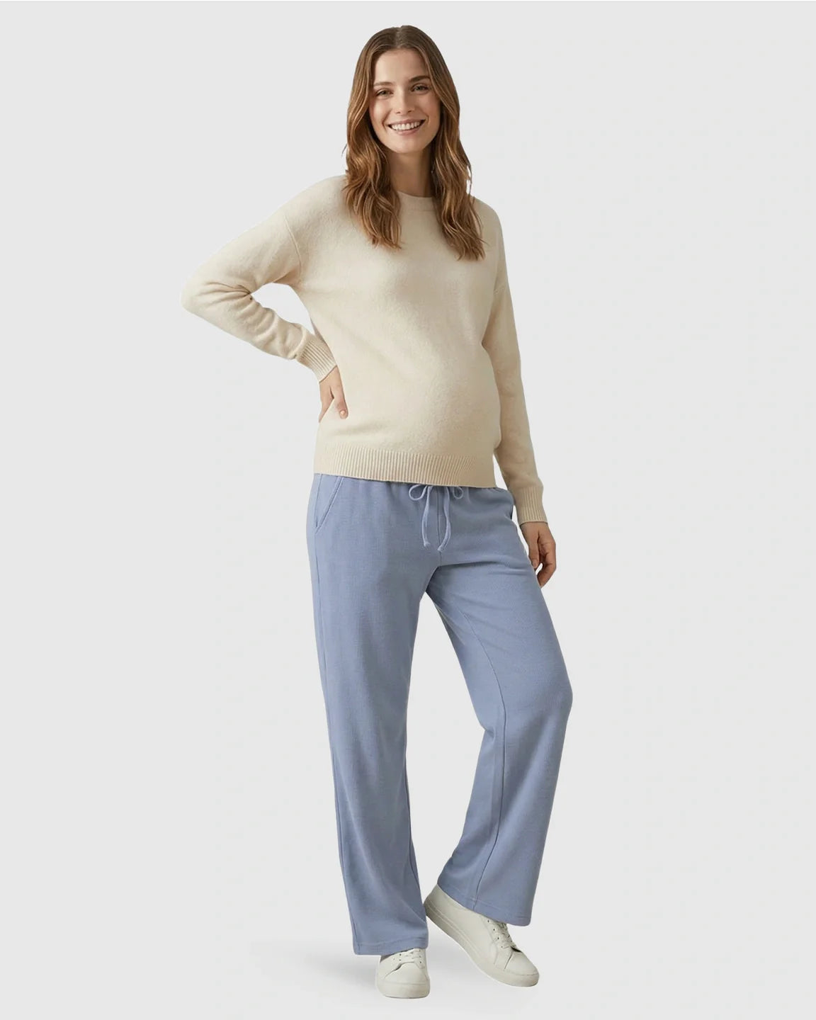 Bump Society – The Comfort Collection: Waffle Knit Wide-Leg Maternity Pants
