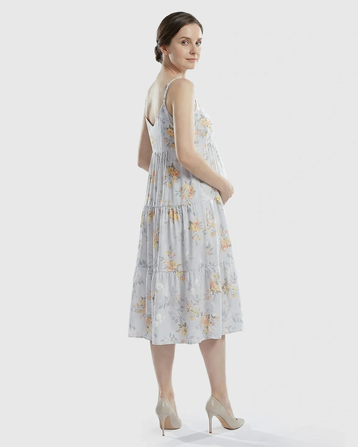 Bump Society – The Comfort Collection: Floral Print Loose Fit Maternity Midi Dress