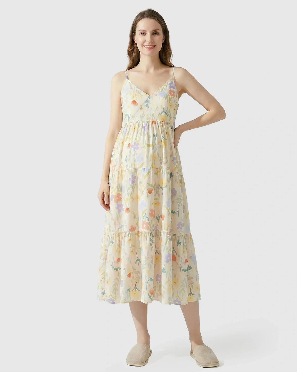 Bump Society – The Comfort Collection: Sleeveless Colorful Flowers Print Maternity Nightdress