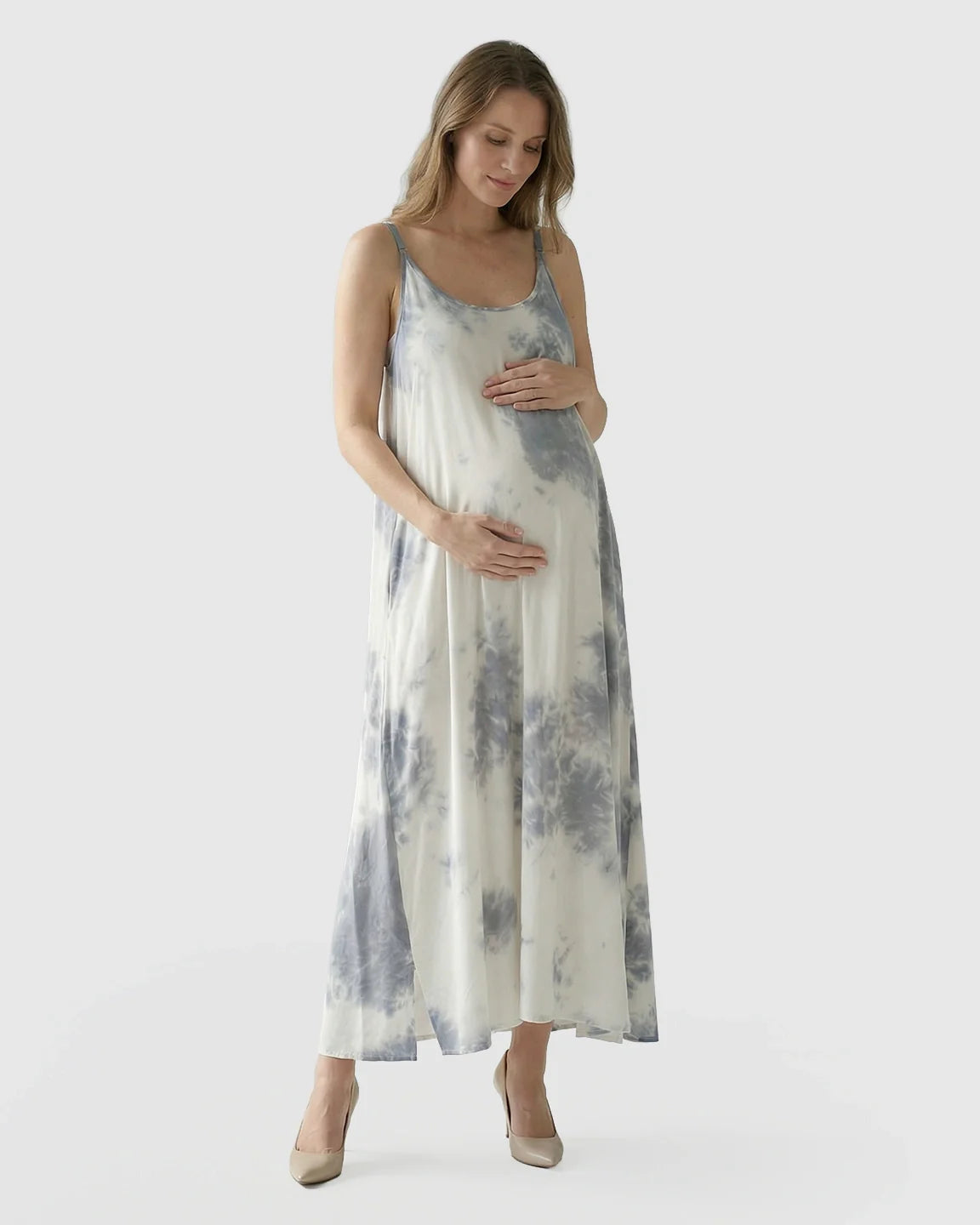 Bump Society – The Comfort Collection: Spaghetti Strap Tie-Dye Maternity Maxi Dress