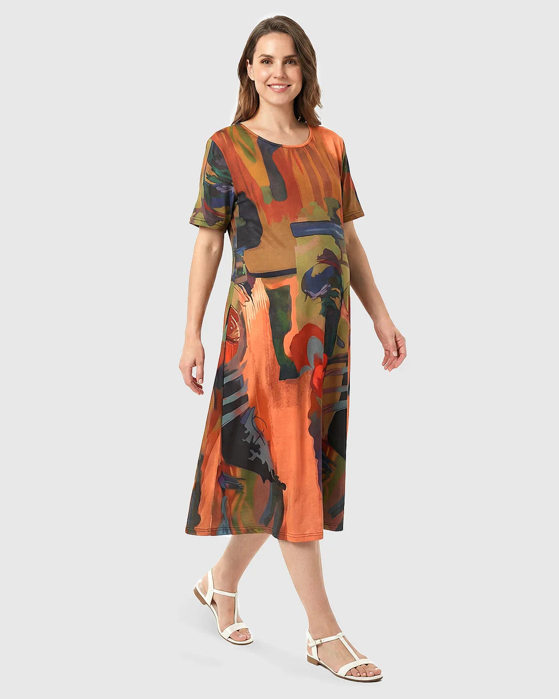 Bump Society – The Comfort Collection: Abstract Print A Line Maternity Midi Dress